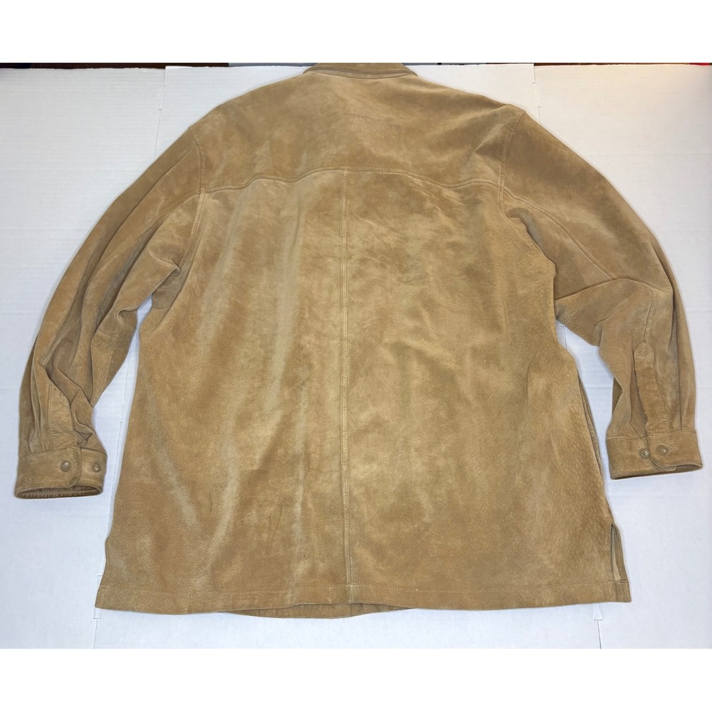 Vintage Preswick & Moore Tan Suede Leather Shirt Jacket Shacket Men's Size L - Picture 2 of 8